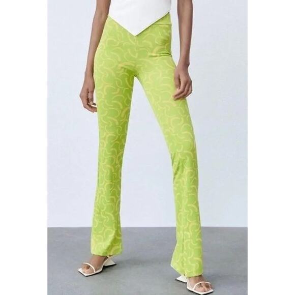 Zara Geometric Jacquard High Waisted Flare Pants - NWT - Picture 2 of 9